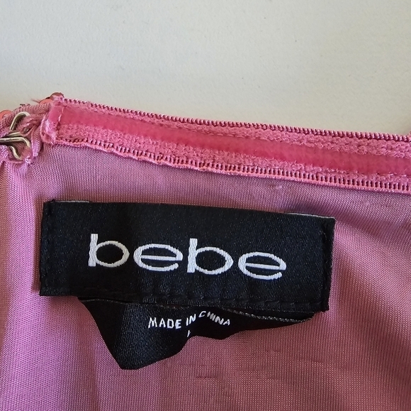 $179 Bebe Women's Off Sholder Dress Mini Silhouette Sequined Large Mauve New - Picture 8 of 12